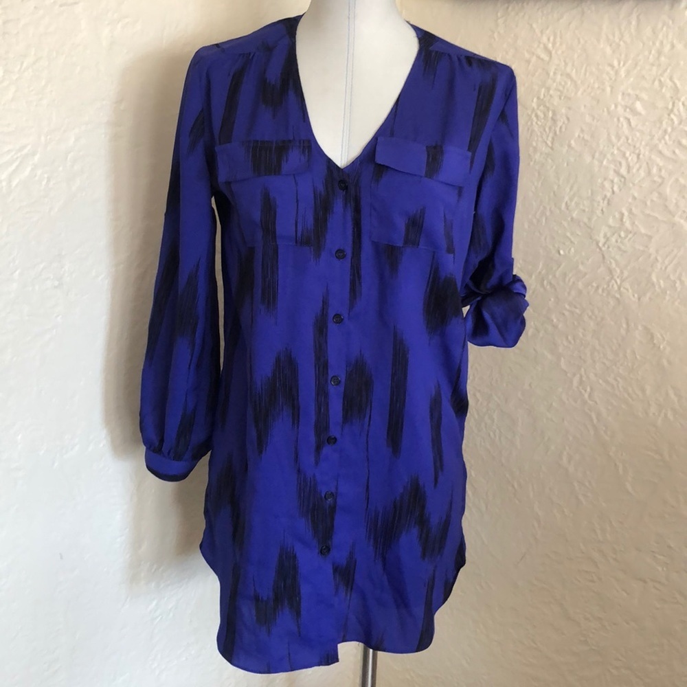 Reformed by Reformation Blue Black Button Tunic Top XS